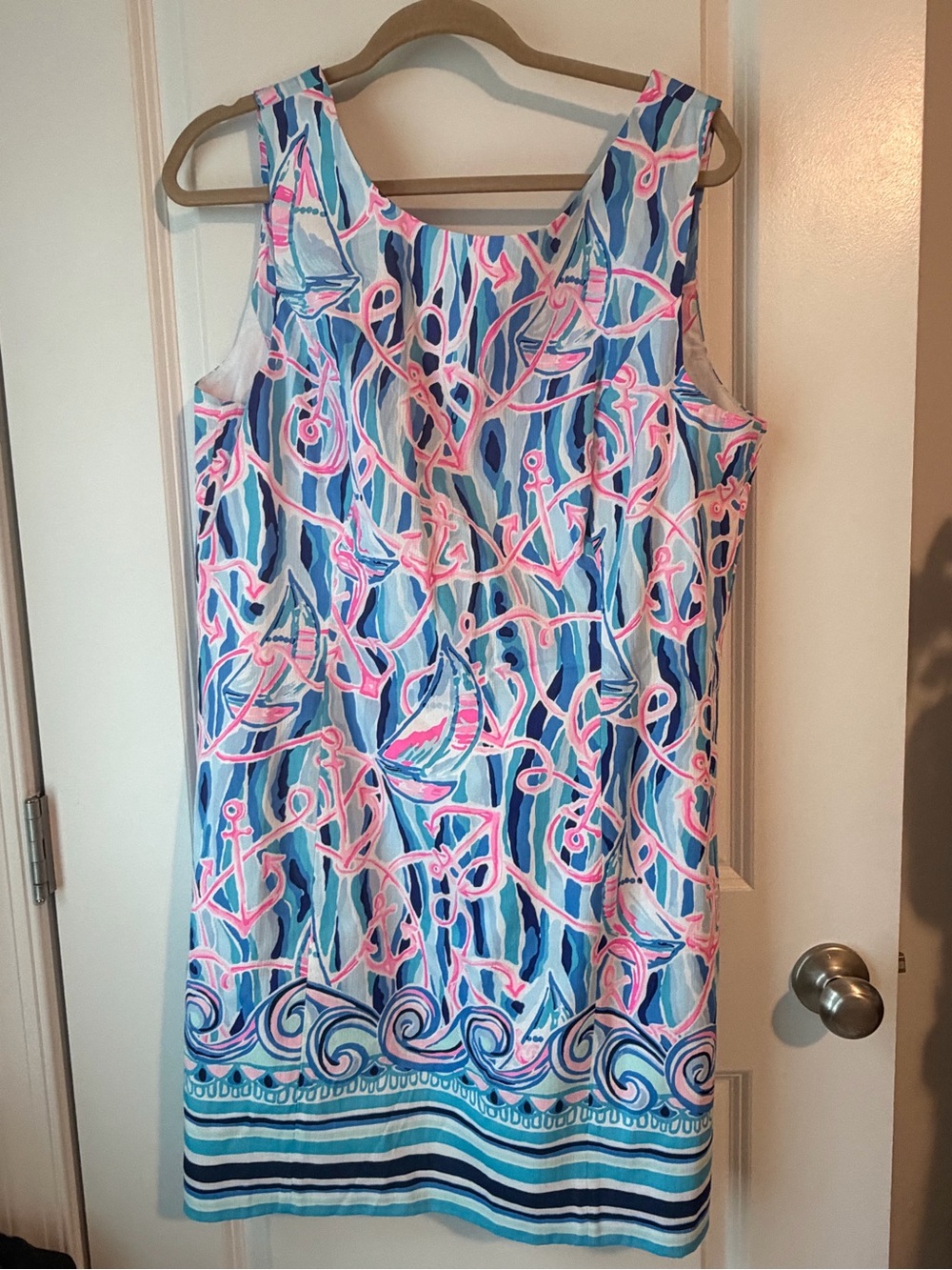 Lilly Pulitzer Sleeveless Nautical Print Shift Dress in Blue & Pink